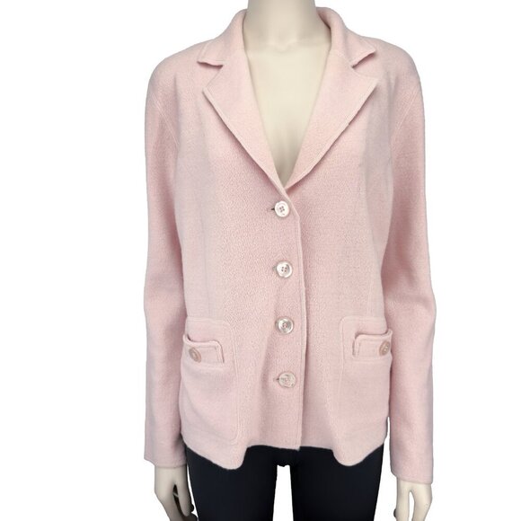 STEPHANIE PHILLIPS Lazy Luxury 100% Merino Wool Soft Pink Boxy Cardigan sz 8 - Picture 3 of 11